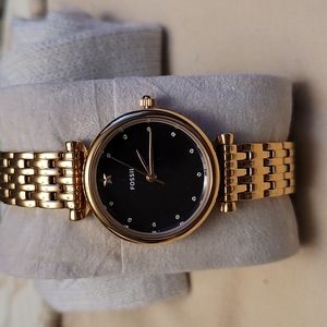 Rose gold navy sparkle face watch